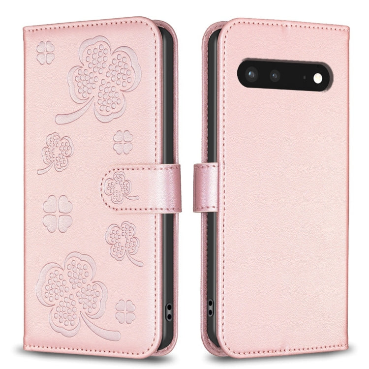 Four-leaf Embossed Leather Phone Case, For Google Pixel 11 / 11 Pro, For Google Pixel 8a, For Google Pixel 8 Pro, For Google Pixel 8, For Google Pixel 7a, For Google Pixel 7 Pro, For Google Pixel 7