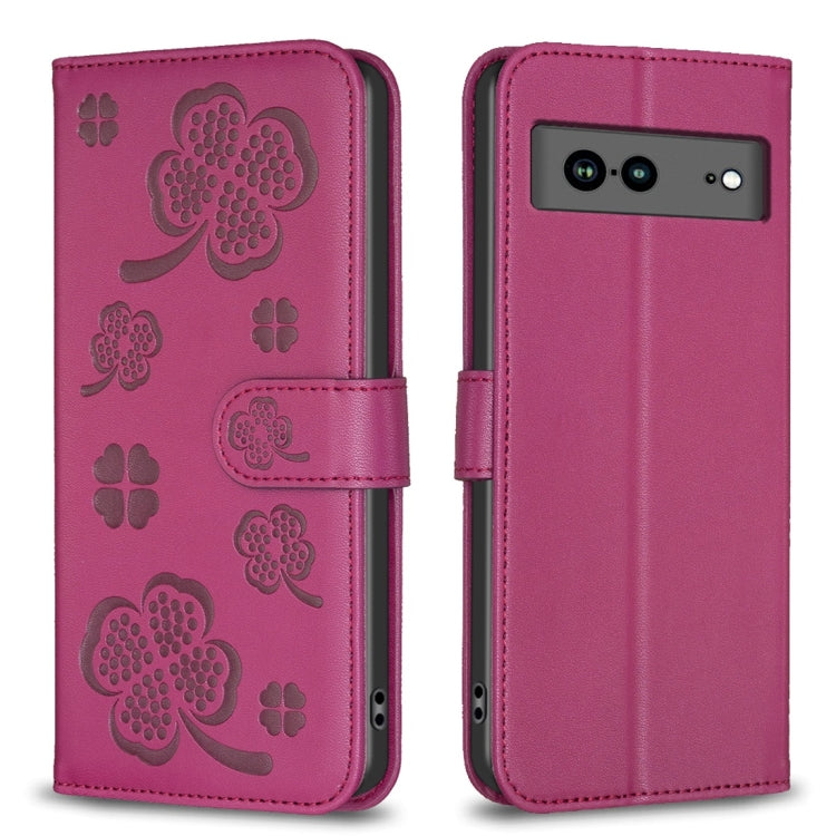 Four-leaf Embossed Leather Phone Case, For Google Pixel 11 / 11 Pro, For Google Pixel 8a, For Google Pixel 8 Pro, For Google Pixel 8, For Google Pixel 7a, For Google Pixel 7 Pro, For Google Pixel 7