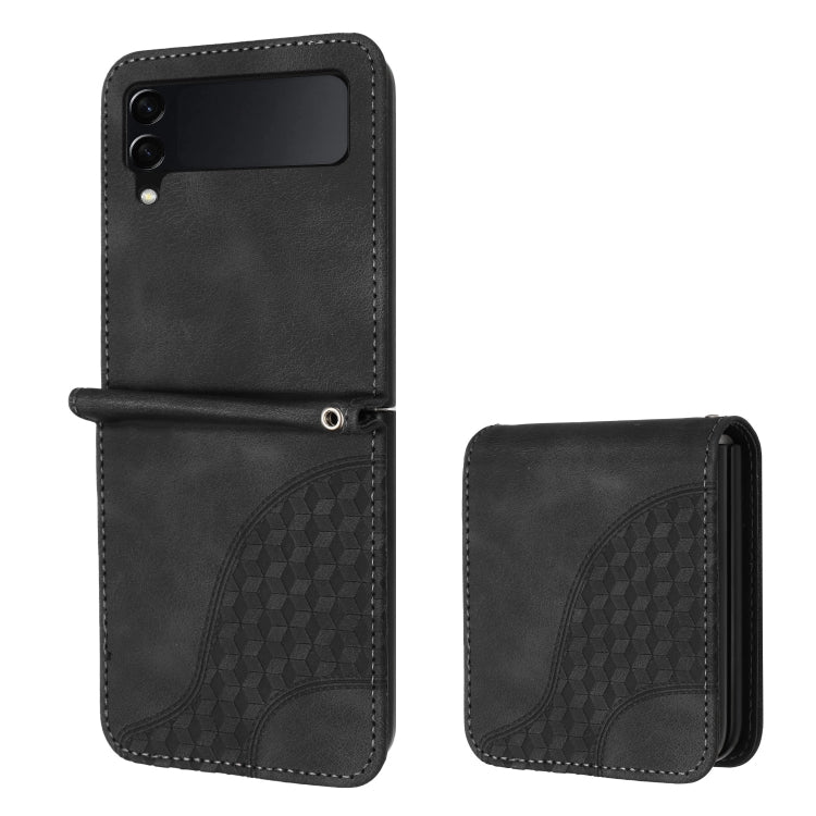 YX0060 Elephant Head Embossed Phone Leather Case with Lanyard, For Samsung Galaxy Z Fold5 5G, For Samsung Galaxy Z Flip5 5G, For Samsung Galaxy Z Fold4 5G, For Samsung Galaxy Z Flip4 5G, For Samsung Galaxy Z Flip3 5G, For Samsung Galaxy Z Fold3 5G