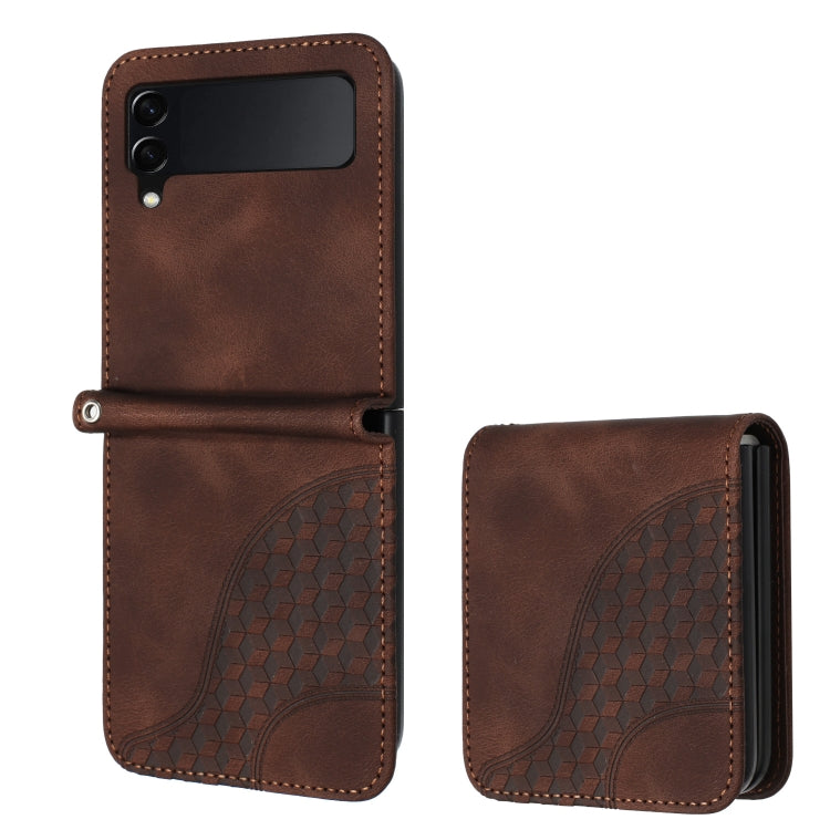 YX0060 Elephant Head Embossed Phone Leather Case with Lanyard, For Samsung Galaxy Z Fold5 5G, For Samsung Galaxy Z Flip5 5G, For Samsung Galaxy Z Fold4 5G, For Samsung Galaxy Z Flip4 5G, For Samsung Galaxy Z Flip3 5G, For Samsung Galaxy Z Fold3 5G