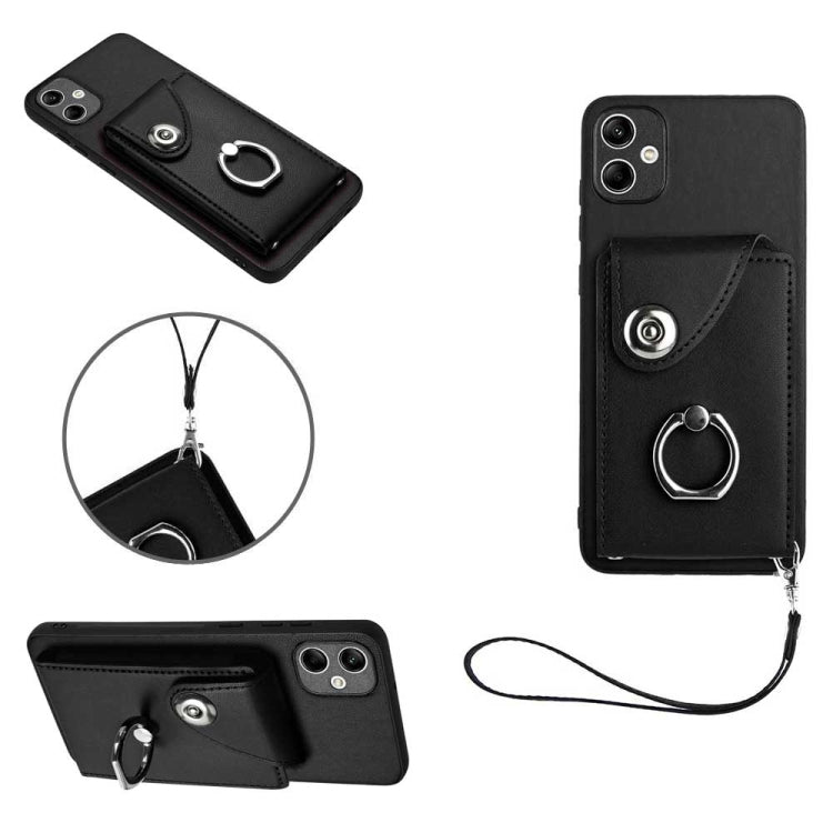 Organ Card Bag Ring Holder PU Phone Case with Lanyard, For Samsung Galaxy A14 5G, For Samsung Galaxy A04 4G, For Samsung Galaxy A13 5G/A04s, For Samsung Galaxy S20 FE, For Samsung Galaxy A23 165.4mm, For Samsung Galaxy A53 5G, For Samsung Galaxy A33 5G...