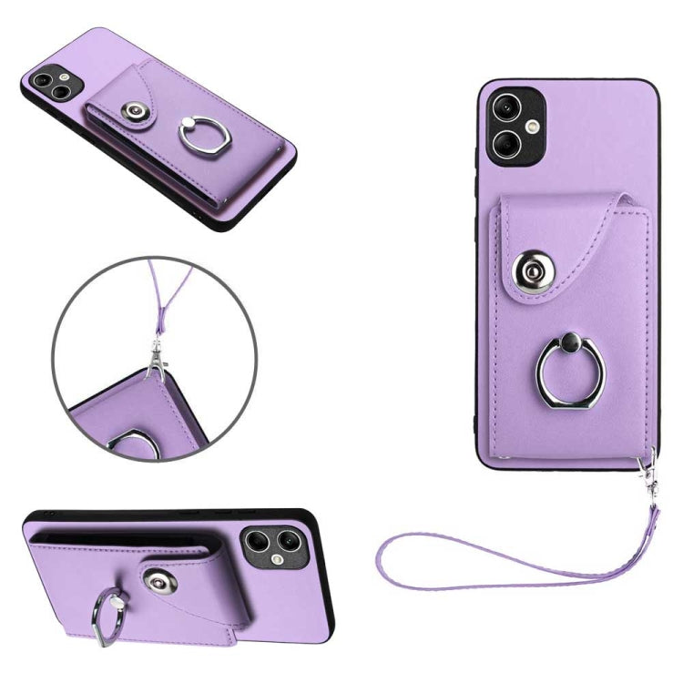 Organ Card Bag Ring Holder PU Phone Case with Lanyard, For Samsung Galaxy A25 5G Global, For Samsung Galaxy S23 FE 5G, For Samsung Galaxy A24 4G, For Samsung Galaxy A04e 4G/M04 4G/F04 4G, For Samsung Galaxy A54 5G, For Samsung Galaxy S23 Ultra 5G      ...