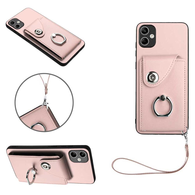 Organ Card Bag Ring Holder PU Phone Case with Lanyard, For Samsung Galaxy A25 5G Global, For Samsung Galaxy S23 FE 5G, For Samsung Galaxy A24 4G, For Samsung Galaxy A04e 4G/M04 4G/F04 4G, For Samsung Galaxy A54 5G, For Samsung Galaxy S23 Ultra 5G      ...