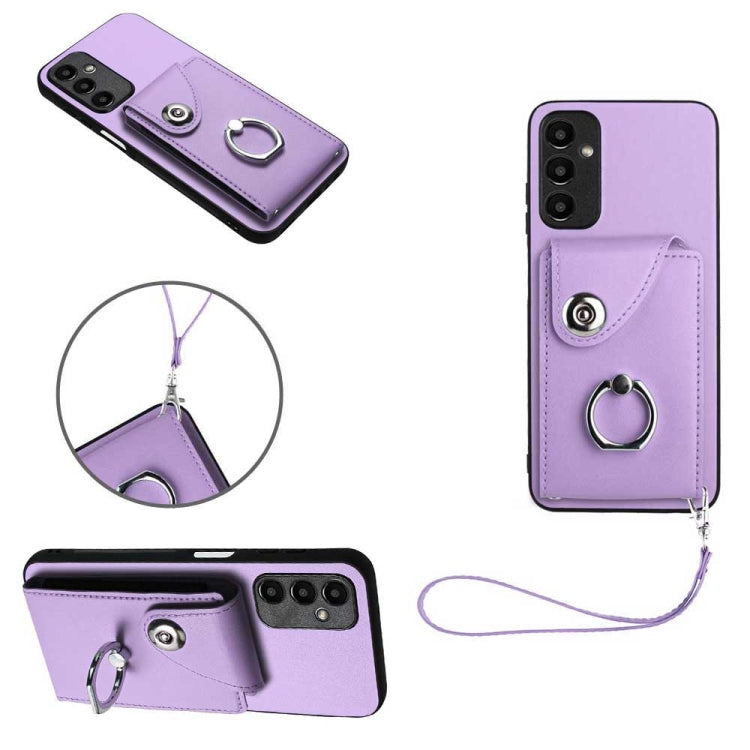Organ Card Bag Ring Holder PU Phone Case with Lanyard, For Samsung Galaxy A55, For Samsung Galaxy A35, For Samsung Galaxy S24 Ultra 5G, For Samsung Galaxy S24+ 5G, For Samsung Galaxy S24 5G, For Samsung Galaxy A15 4G Global                             ...