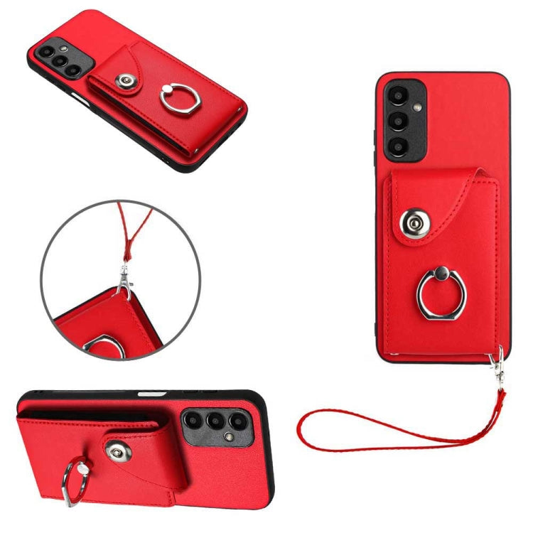 Organ Card Bag Ring Holder PU Phone Case with Lanyard, For Samsung Galaxy A55, For Samsung Galaxy A35, For Samsung Galaxy S24 Ultra 5G, For Samsung Galaxy S24+ 5G, For Samsung Galaxy S24 5G, For Samsung Galaxy A15 4G Global                             ...