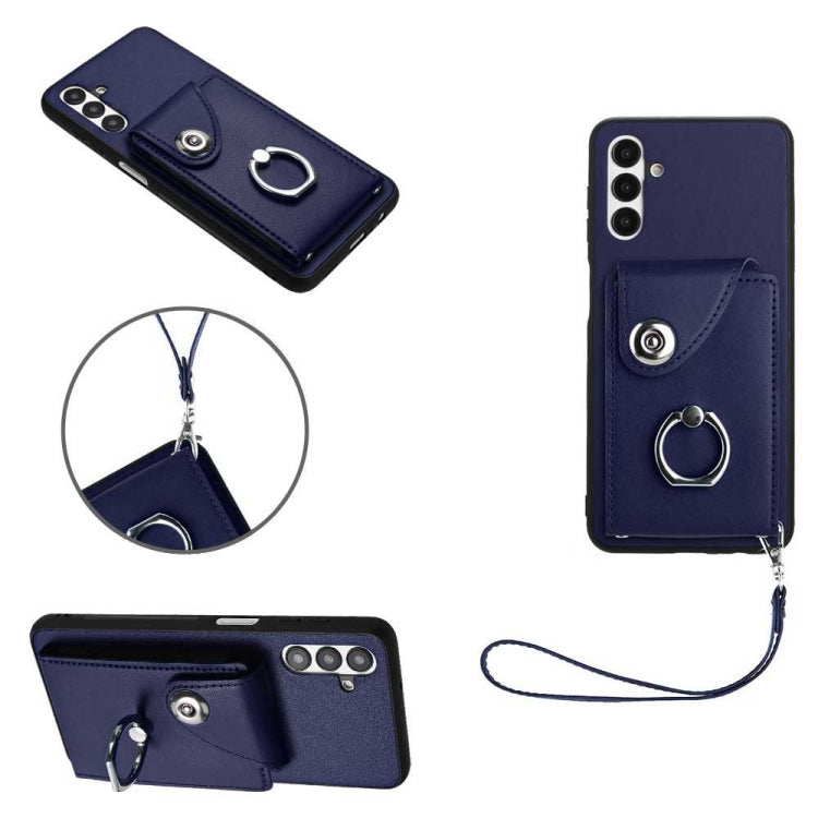 Organ Card Bag Ring Holder PU Phone Case with Lanyard, For Samsung Galaxy A14 5G, For Samsung Galaxy A04 4G, For Samsung Galaxy A13 5G/A04s, For Samsung Galaxy S20 FE, For Samsung Galaxy A23 165.4mm, For Samsung Galaxy A53 5G, For Samsung Galaxy A33 5G...