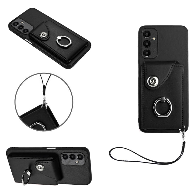 Organ Card Bag Ring Holder PU Phone Case with Lanyard, For Samsung Galaxy A25 5G Global, For Samsung Galaxy S23 FE 5G, For Samsung Galaxy A24 4G, For Samsung Galaxy A04e 4G/M04 4G/F04 4G, For Samsung Galaxy A54 5G, For Samsung Galaxy S23 Ultra 5G      ...