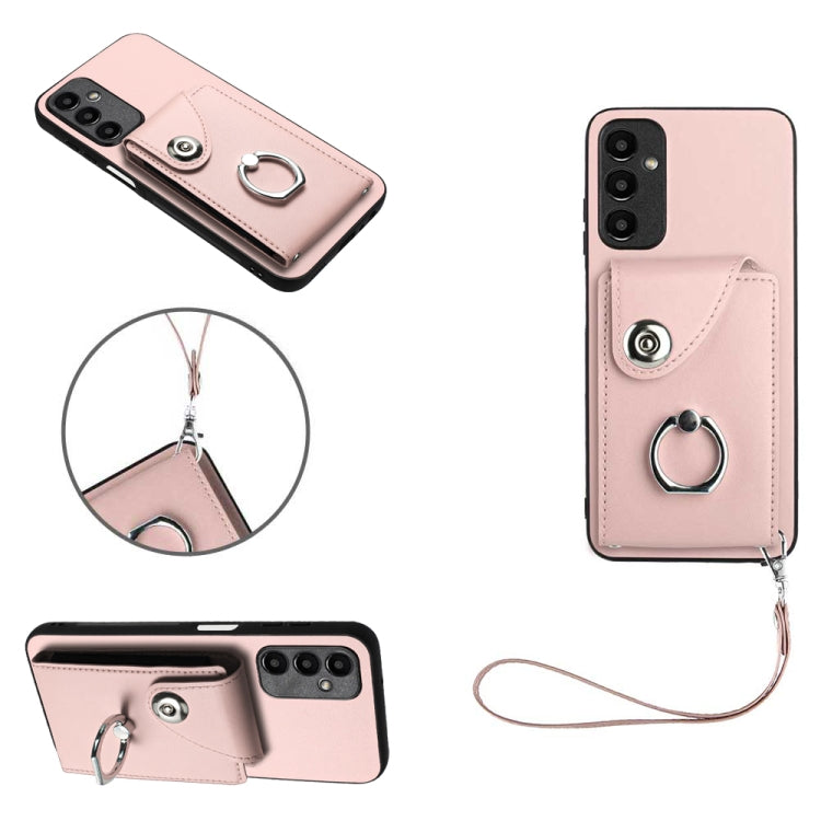 Organ Card Bag Ring Holder PU Phone Case with Lanyard, For Samsung Galaxy A25 5G Global, For Samsung Galaxy S23 FE 5G, For Samsung Galaxy A24 4G, For Samsung Galaxy A04e 4G/M04 4G/F04 4G, For Samsung Galaxy A54 5G, For Samsung Galaxy S23 Ultra 5G      ...