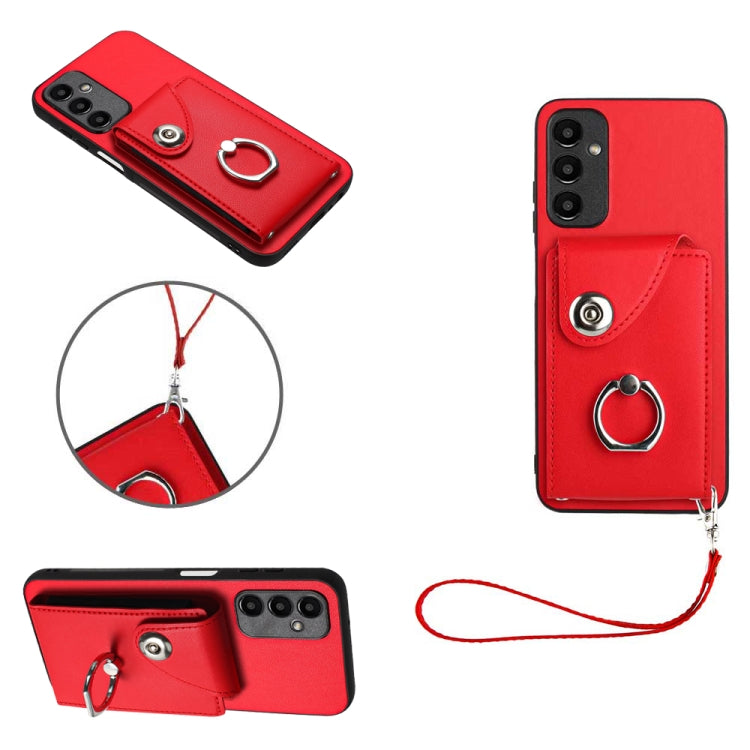 Organ Card Bag Ring Holder PU Phone Case with Lanyard, For Samsung Galaxy A25 5G Global, For Samsung Galaxy S23 FE 5G, For Samsung Galaxy A24 4G, For Samsung Galaxy A04e 4G/M04 4G/F04 4G, For Samsung Galaxy A54 5G, For Samsung Galaxy S23 Ultra 5G      ...