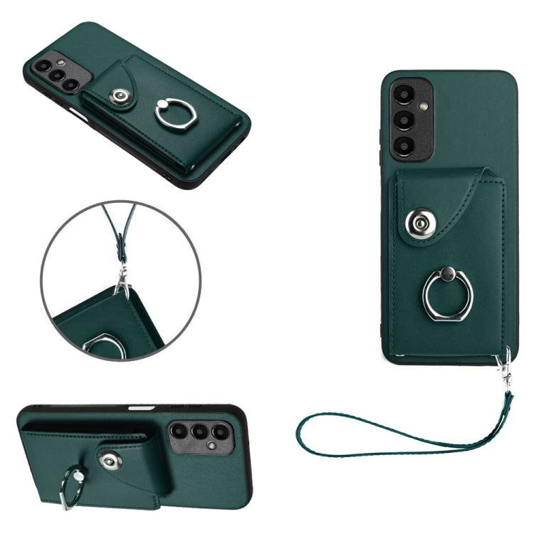 Organ Card Bag Ring Holder PU Phone Case with Lanyard, For Samsung Galaxy A25 5G Global, For Samsung Galaxy S23 FE 5G, For Samsung Galaxy A24 4G, For Samsung Galaxy A04e 4G/M04 4G/F04 4G, For Samsung Galaxy A54 5G, For Samsung Galaxy S23 Ultra 5G      ...