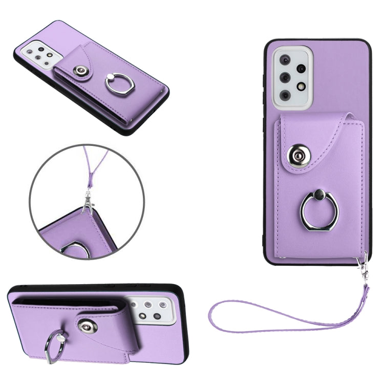 Organ Card Bag Ring Holder PU Phone Case with Lanyard, For Samsung Galaxy A14 5G, For Samsung Galaxy A04 4G, For Samsung Galaxy A13 5G/A04s, For Samsung Galaxy S20 FE, For Samsung Galaxy A23 165.4mm, For Samsung Galaxy A53 5G, For Samsung Galaxy A33 5G...