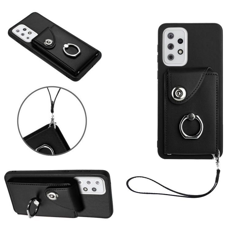 Organ Card Bag Ring Holder PU Phone Case with Lanyard, For Samsung Galaxy A14 5G, For Samsung Galaxy A04 4G, For Samsung Galaxy A13 5G/A04s, For Samsung Galaxy S20 FE, For Samsung Galaxy A23 165.4mm, For Samsung Galaxy A53 5G, For Samsung Galaxy A33 5G...