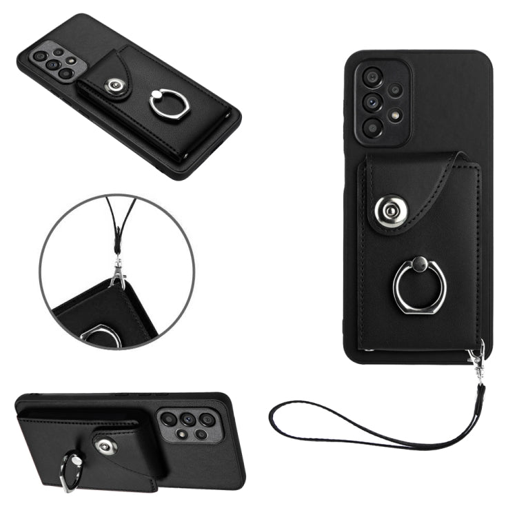 Organ Card Bag Ring Holder PU Phone Case with Lanyard, For Samsung Galaxy S22 Ultra 5G, For Samsung Galaxy S22+ 5G, For Samsung Galaxy S22 5G, For Samsung Galaxy S21 FE 5G, For Samsung Galaxy A52 4G/5G, For Samsung Galaxy A12