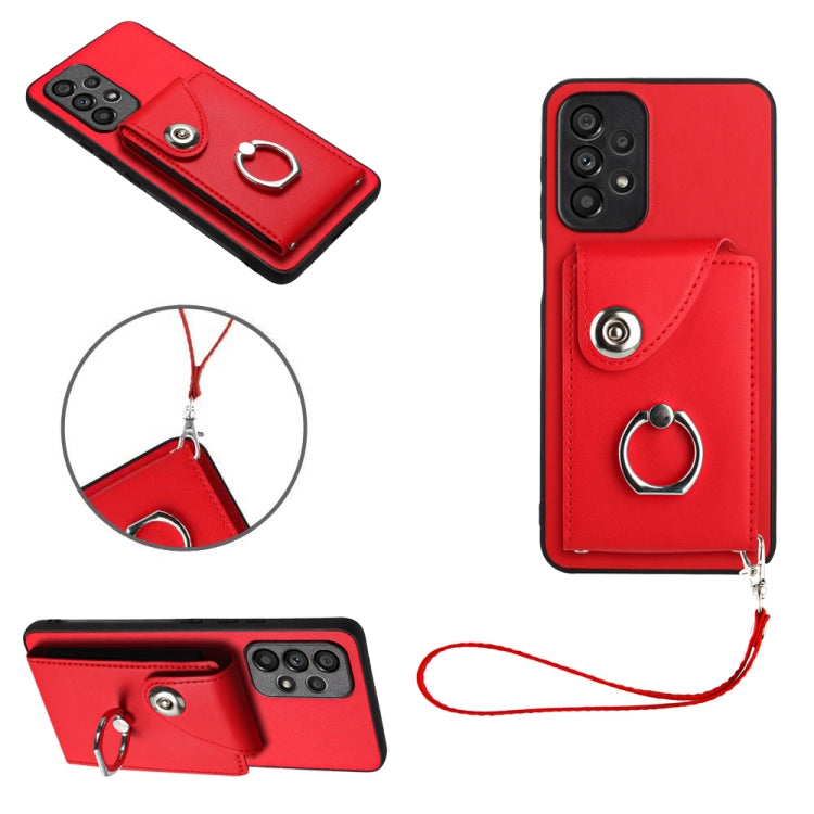 Organ Card Bag Ring Holder PU Phone Case with Lanyard, For Samsung Galaxy S22 Ultra 5G, For Samsung Galaxy S22+ 5G, For Samsung Galaxy S22 5G, For Samsung Galaxy S21 FE 5G, For Samsung Galaxy A52 4G/5G, For Samsung Galaxy A12