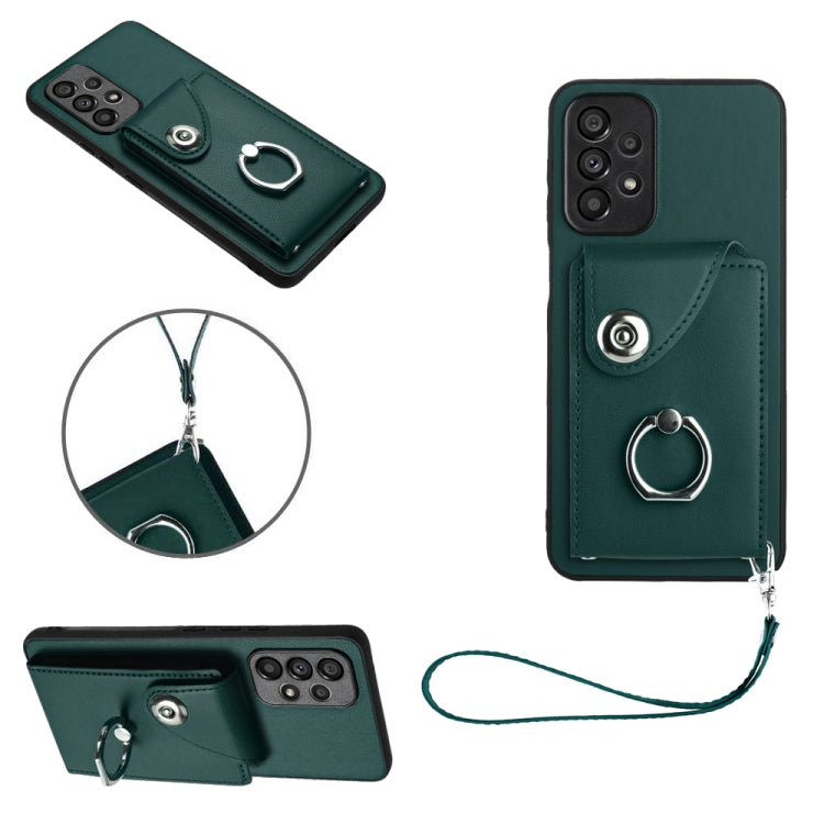 Organ Card Bag Ring Holder PU Phone Case with Lanyard, For Samsung Galaxy S22 Ultra 5G, For Samsung Galaxy S22+ 5G, For Samsung Galaxy S22 5G, For Samsung Galaxy S21 FE 5G, For Samsung Galaxy A52 4G/5G, For Samsung Galaxy A12