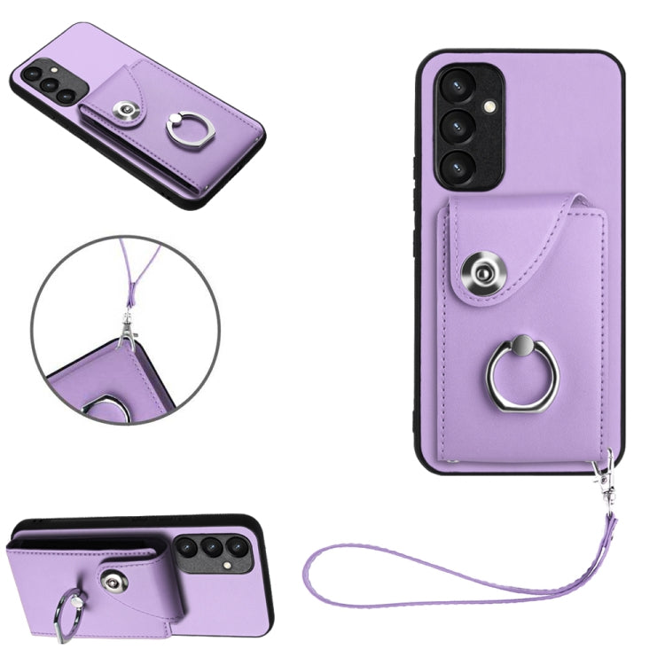 Organ Card Bag Ring Holder PU Phone Case with Lanyard, For Samsung Galaxy A25 5G Global, For Samsung Galaxy S23 FE 5G, For Samsung Galaxy A24 4G, For Samsung Galaxy A04e 4G/M04 4G/F04 4G, For Samsung Galaxy A54 5G, For Samsung Galaxy S23 Ultra 5G      ...