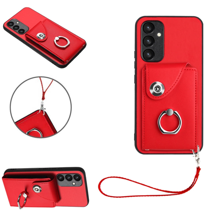 Organ Card Bag Ring Holder PU Phone Case with Lanyard, For Samsung Galaxy A25 5G Global, For Samsung Galaxy S23 FE 5G, For Samsung Galaxy A24 4G, For Samsung Galaxy A04e 4G/M04 4G/F04 4G, For Samsung Galaxy A54 5G, For Samsung Galaxy S23 Ultra 5G      ...