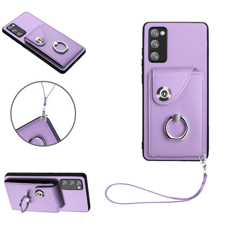 Organ Card Bag Ring Holder PU Phone Case with Lanyard, For Samsung Galaxy A14 5G, For Samsung Galaxy A04 4G, For Samsung Galaxy A13 5G/A04s, For Samsung Galaxy S20 FE, For Samsung Galaxy A23 165.4mm, For Samsung Galaxy A53 5G, For Samsung Galaxy A33 5G...