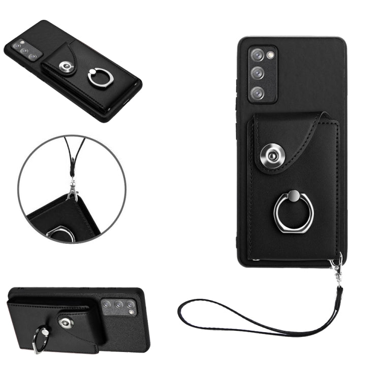 Organ Card Bag Ring Holder PU Phone Case with Lanyard, For Samsung Galaxy A14 5G, For Samsung Galaxy A04 4G, For Samsung Galaxy A13 5G/A04s, For Samsung Galaxy S20 FE, For Samsung Galaxy A23 165.4mm, For Samsung Galaxy A53 5G, For Samsung Galaxy A33 5G...