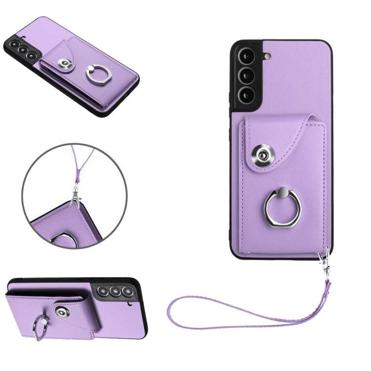 Organ Card Bag Ring Holder PU Phone Case with Lanyard, For Samsung Galaxy S22 Ultra 5G, For Samsung Galaxy S22+ 5G, For Samsung Galaxy S22 5G, For Samsung Galaxy S21 FE 5G, For Samsung Galaxy A52 4G/5G, For Samsung Galaxy A12