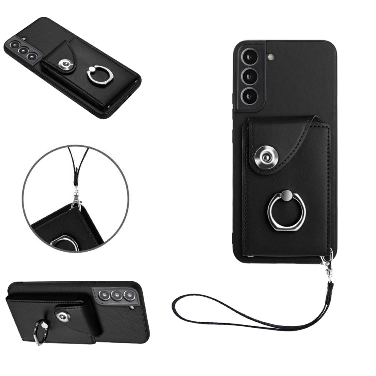Organ Card Bag Ring Holder PU Phone Case with Lanyard, For Samsung Galaxy S22 Ultra 5G, For Samsung Galaxy S22+ 5G, For Samsung Galaxy S22 5G, For Samsung Galaxy S21 FE 5G, For Samsung Galaxy A52 4G/5G, For Samsung Galaxy A12