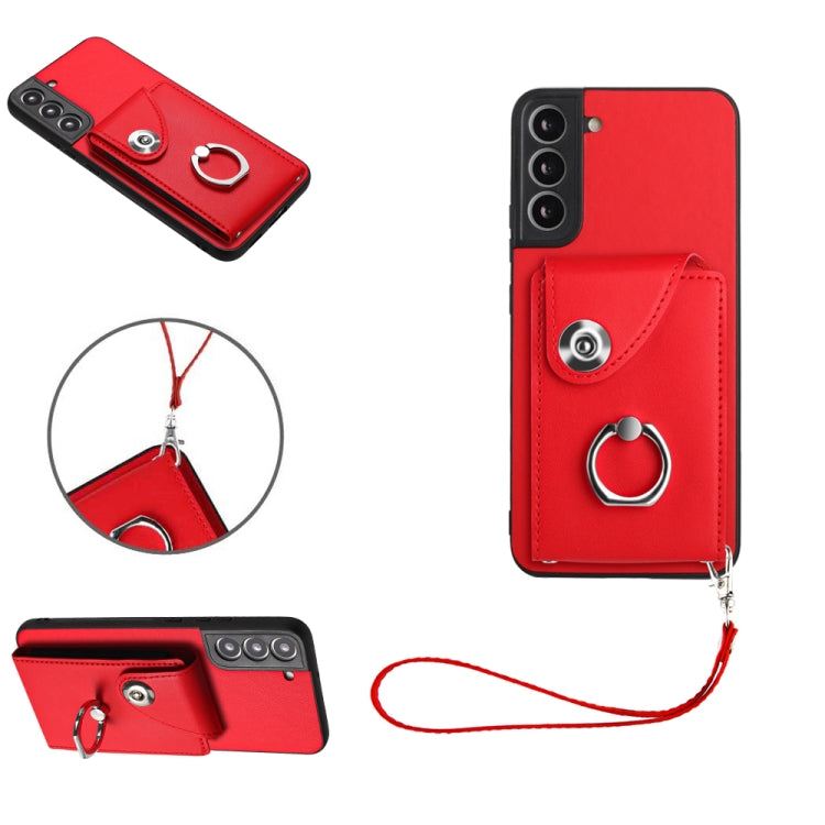 Organ Card Bag Ring Holder PU Phone Case with Lanyard, For Samsung Galaxy S22 Ultra 5G, For Samsung Galaxy S22+ 5G, For Samsung Galaxy S22 5G, For Samsung Galaxy S21 FE 5G, For Samsung Galaxy A52 4G/5G, For Samsung Galaxy A12