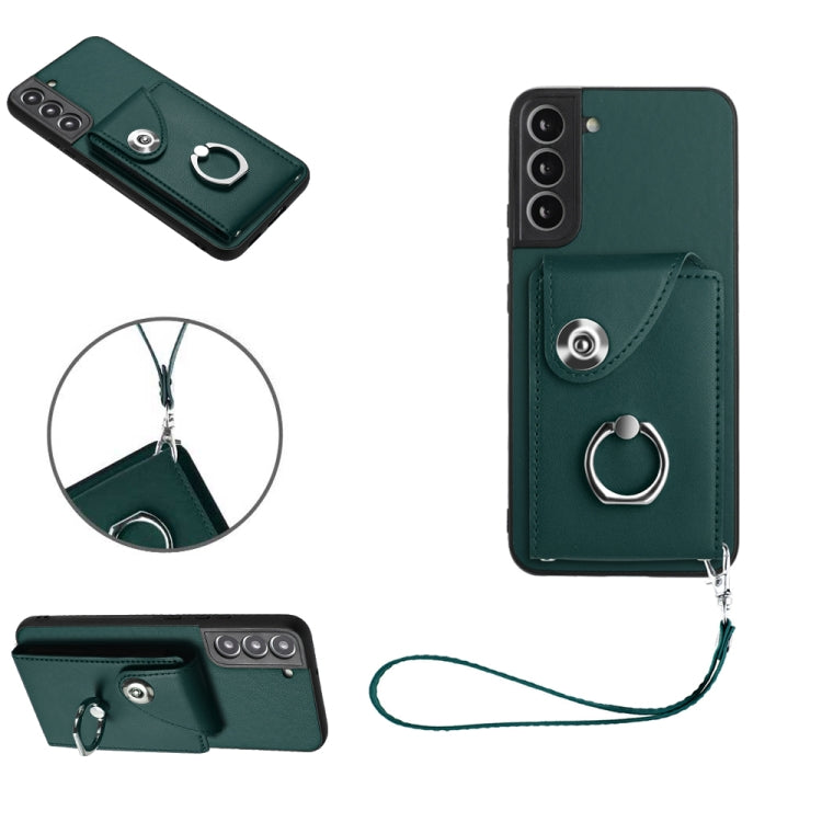 Organ Card Bag Ring Holder PU Phone Case with Lanyard, For Samsung Galaxy S22 Ultra 5G, For Samsung Galaxy S22+ 5G, For Samsung Galaxy S22 5G, For Samsung Galaxy S21 FE 5G, For Samsung Galaxy A52 4G/5G, For Samsung Galaxy A12
