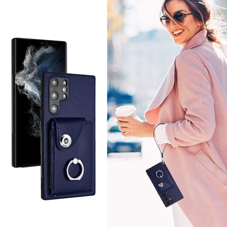 Organ Card Bag Ring Holder PU Phone Case with Lanyard, For Samsung Galaxy S22 Ultra 5G, For Samsung Galaxy S22+ 5G, For Samsung Galaxy S22 5G, For Samsung Galaxy S21 FE 5G, For Samsung Galaxy A52 4G/5G, For Samsung Galaxy A12