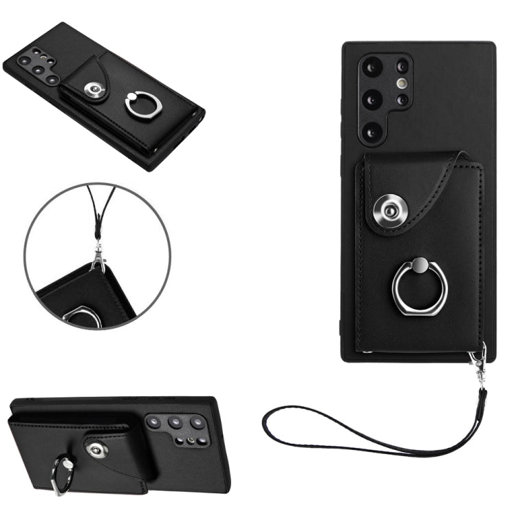 Organ Card Bag Ring Holder PU Phone Case with Lanyard, For Samsung Galaxy S22 Ultra 5G, For Samsung Galaxy S22+ 5G, For Samsung Galaxy S22 5G, For Samsung Galaxy S21 FE 5G, For Samsung Galaxy A52 4G/5G, For Samsung Galaxy A12
