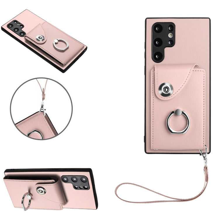 Organ Card Bag Ring Holder PU Phone Case with Lanyard, For Samsung Galaxy S22 Ultra 5G, For Samsung Galaxy S22+ 5G, For Samsung Galaxy S22 5G, For Samsung Galaxy S21 FE 5G, For Samsung Galaxy A52 4G/5G, For Samsung Galaxy A12