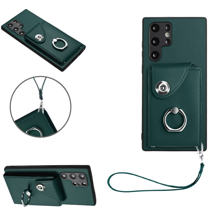 Organ Card Bag Ring Holder PU Phone Case with Lanyard, For Samsung Galaxy S22 Ultra 5G, For Samsung Galaxy S22+ 5G, For Samsung Galaxy S22 5G, For Samsung Galaxy S21 FE 5G, For Samsung Galaxy A52 4G/5G, For Samsung Galaxy A12