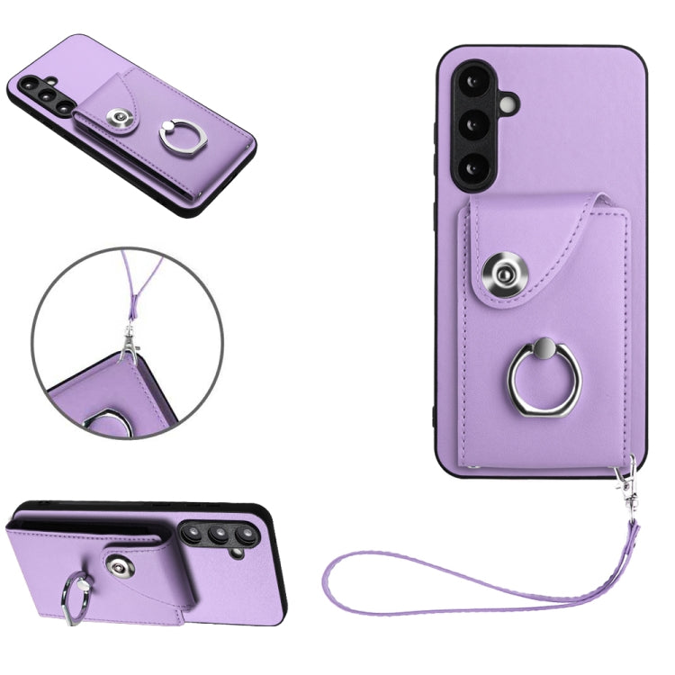 Organ Card Bag Ring Holder PU Phone Case with Lanyard, For Samsung Galaxy A25 5G Global, For Samsung Galaxy S23 FE 5G, For Samsung Galaxy A24 4G, For Samsung Galaxy A04e 4G/M04 4G/F04 4G, For Samsung Galaxy A54 5G, For Samsung Galaxy S23 Ultra 5G      ...