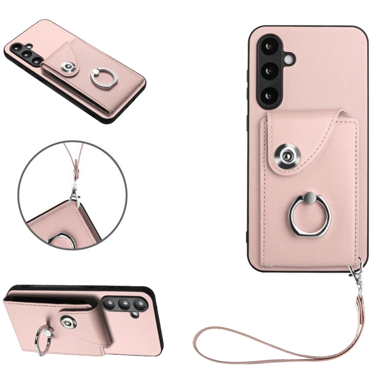 Organ Card Bag Ring Holder PU Phone Case with Lanyard, For Samsung Galaxy A25 5G Global, For Samsung Galaxy S23 FE 5G, For Samsung Galaxy A24 4G, For Samsung Galaxy A04e 4G/M04 4G/F04 4G, For Samsung Galaxy A54 5G, For Samsung Galaxy S23 Ultra 5G      ...