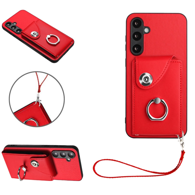 Organ Card Bag Ring Holder PU Phone Case with Lanyard, For Samsung Galaxy A25 5G Global, For Samsung Galaxy S23 FE 5G, For Samsung Galaxy A24 4G, For Samsung Galaxy A04e 4G/M04 4G/F04 4G, For Samsung Galaxy A54 5G, For Samsung Galaxy S23 Ultra 5G      ...