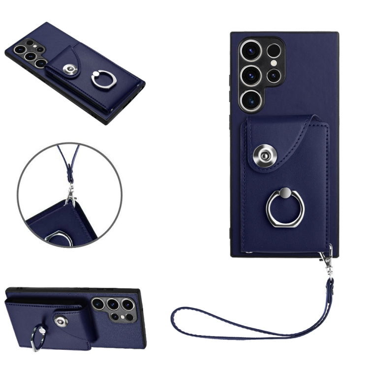 Organ Card Bag Ring Holder PU Phone Case with Lanyard, For Samsung Galaxy A25 5G Global, For Samsung Galaxy S23 FE 5G, For Samsung Galaxy A24 4G, For Samsung Galaxy A04e 4G/M04 4G/F04 4G, For Samsung Galaxy A54 5G, For Samsung Galaxy S23 Ultra 5G      ...