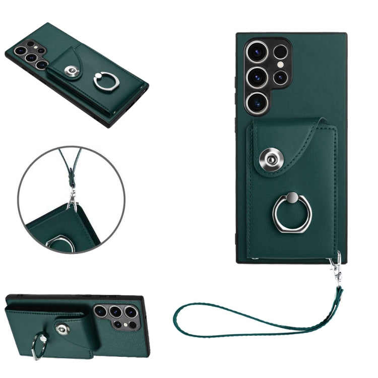 Organ Card Bag Ring Holder PU Phone Case with Lanyard, For Samsung Galaxy A25 5G Global, For Samsung Galaxy S23 FE 5G, For Samsung Galaxy A24 4G, For Samsung Galaxy A04e 4G/M04 4G/F04 4G, For Samsung Galaxy A54 5G, For Samsung Galaxy S23 Ultra 5G      ...