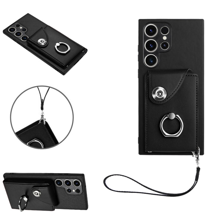 Organ Card Bag Ring Holder PU Phone Case with Lanyard, For Samsung Galaxy A25 5G Global, For Samsung Galaxy S23 FE 5G, For Samsung Galaxy A24 4G, For Samsung Galaxy A04e 4G/M04 4G/F04 4G, For Samsung Galaxy A54 5G, For Samsung Galaxy S23 Ultra 5G      ...