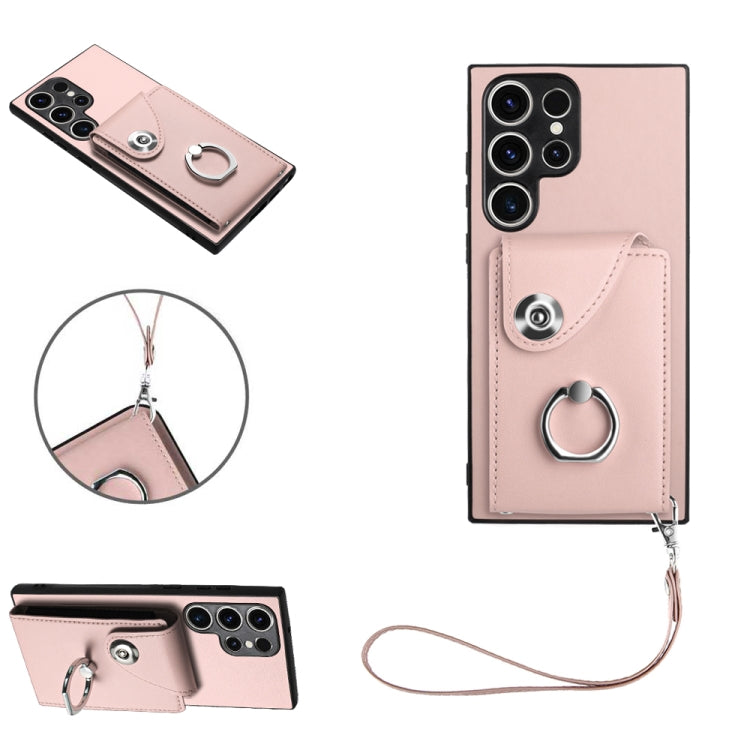 Organ Card Bag Ring Holder PU Phone Case with Lanyard, For Samsung Galaxy A25 5G Global, For Samsung Galaxy S23 FE 5G, For Samsung Galaxy A24 4G, For Samsung Galaxy A04e 4G/M04 4G/F04 4G, For Samsung Galaxy A54 5G, For Samsung Galaxy S23 Ultra 5G      ...