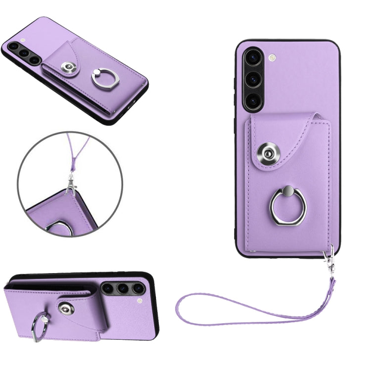 Organ Card Bag Ring Holder PU Phone Case with Lanyard, For Samsung Galaxy A25 5G Global, For Samsung Galaxy S23 FE 5G, For Samsung Galaxy A24 4G, For Samsung Galaxy A04e 4G/M04 4G/F04 4G, For Samsung Galaxy A54 5G, For Samsung Galaxy S23 Ultra 5G      ...