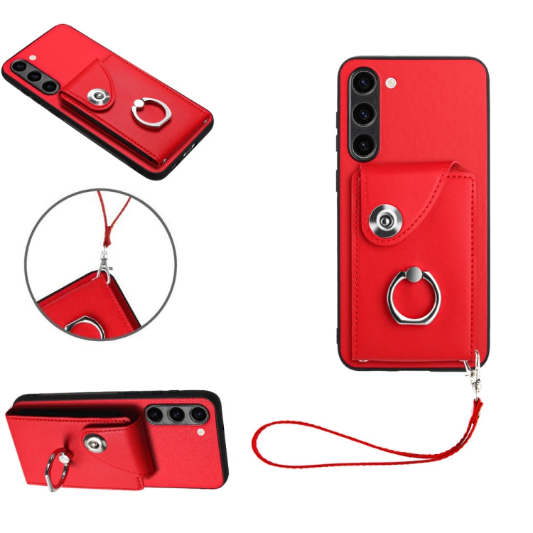 Organ Card Bag Ring Holder PU Phone Case with Lanyard, For Samsung Galaxy A25 5G Global, For Samsung Galaxy S23 FE 5G, For Samsung Galaxy A24 4G, For Samsung Galaxy A04e 4G/M04 4G/F04 4G, For Samsung Galaxy A54 5G, For Samsung Galaxy S23 Ultra 5G      ...