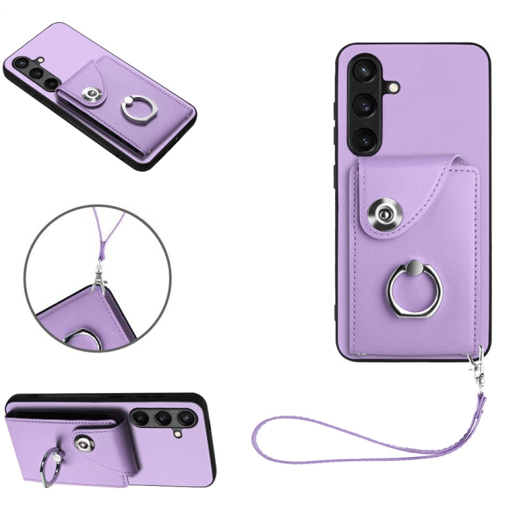 Organ Card Bag Ring Holder PU Phone Case with Lanyard, For Samsung Galaxy A55, For Samsung Galaxy A35, For Samsung Galaxy S24 Ultra 5G, For Samsung Galaxy S24+ 5G, For Samsung Galaxy S24 5G, For Samsung Galaxy A15 4G Global                             ...