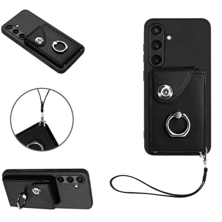Organ Card Bag Ring Holder PU Phone Case with Lanyard, For Samsung Galaxy A55, For Samsung Galaxy A35, For Samsung Galaxy S24 Ultra 5G, For Samsung Galaxy S24+ 5G, For Samsung Galaxy S24 5G, For Samsung Galaxy A15 4G Global                             ...
