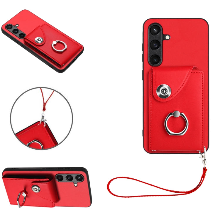 Organ Card Bag Ring Holder PU Phone Case with Lanyard, For Samsung Galaxy A55, For Samsung Galaxy A35, For Samsung Galaxy S24 Ultra 5G, For Samsung Galaxy S24+ 5G, For Samsung Galaxy S24 5G, For Samsung Galaxy A15 4G Global                             ...
