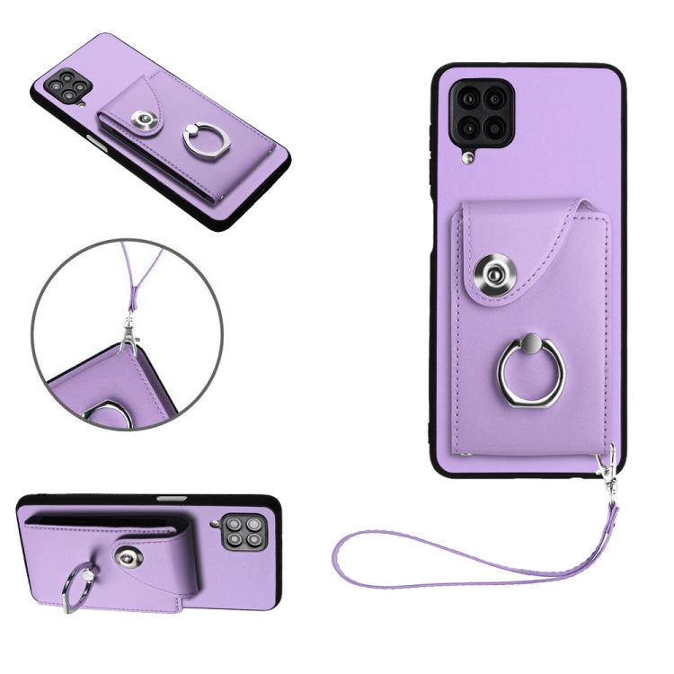 Organ Card Bag Ring Holder PU Phone Case with Lanyard, For Samsung Galaxy S22 Ultra 5G, For Samsung Galaxy S22+ 5G, For Samsung Galaxy S22 5G, For Samsung Galaxy S21 FE 5G, For Samsung Galaxy A52 4G/5G, For Samsung Galaxy A12