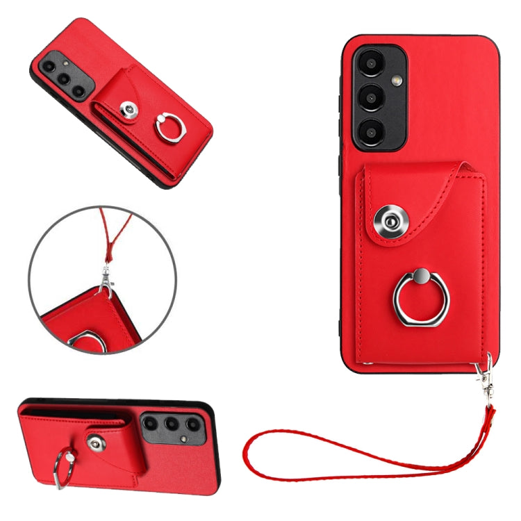Organ Card Bag Ring Holder PU Phone Case with Lanyard, For Samsung Galaxy A55, For Samsung Galaxy A35, For Samsung Galaxy S24 Ultra 5G, For Samsung Galaxy S24+ 5G, For Samsung Galaxy S24 5G, For Samsung Galaxy A15 4G Global                             ...