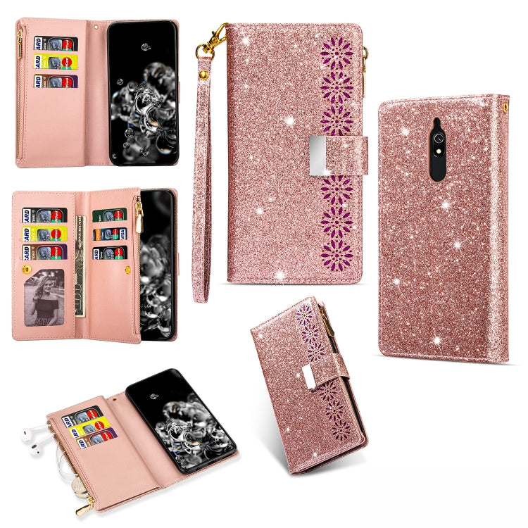 Multi-card Slots Starry Sky Laser Carving Glitter Zipper Horizontal Flip Leather Case with Holder & Wallet & Lanyard, For Xiaomi Redmi Note 8, For Xiaomi Redmi Note 8 Pro, For Xiaomi Redmi 8A / 8A Dual / 8, For Xiaomi Redmi K30, For Xiaomi Redmi K30 Pr...