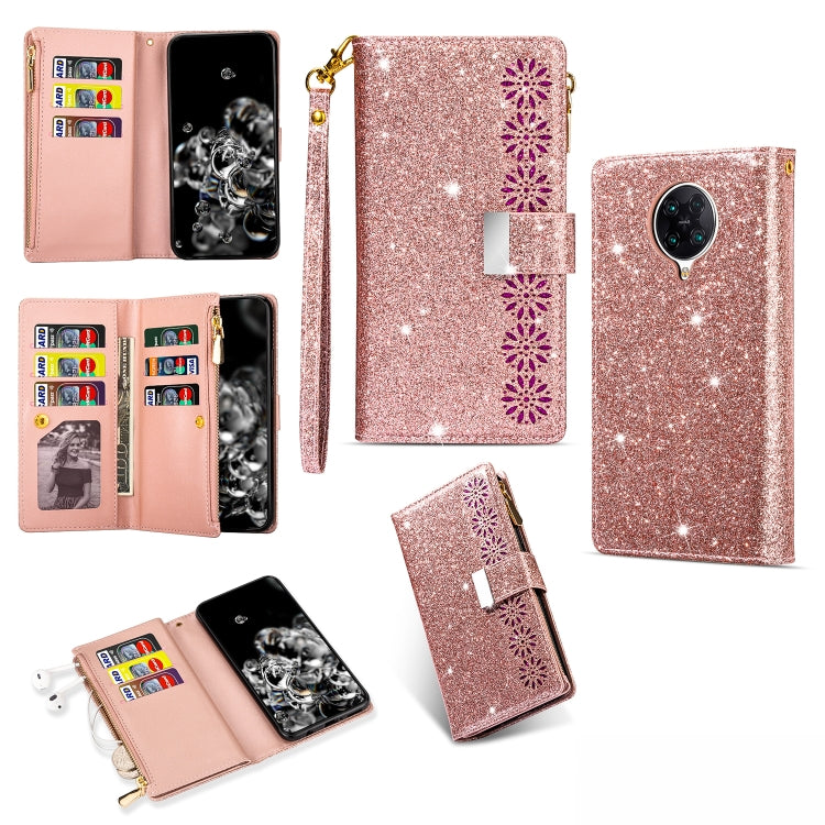 Multi-card Slots Starry Sky Laser Carving Glitter Zipper Horizontal Flip Leather Case with Holder & Wallet & Lanyard, For Xiaomi Redmi Note 8, For Xiaomi Redmi Note 8 Pro, For Xiaomi Redmi 8A / 8A Dual / 8, For Xiaomi Redmi K30, For Xiaomi Redmi K30 Pr...