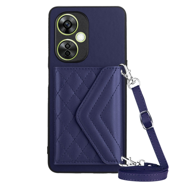 Rhombic Texture Card Bag RFID Phone Case with Long Lanyard, For OPPO A78 4G, For OPPO K11X / OnePlus Nord CE 3 Lite, For OPPO A58 / A58x, For OPPO A17