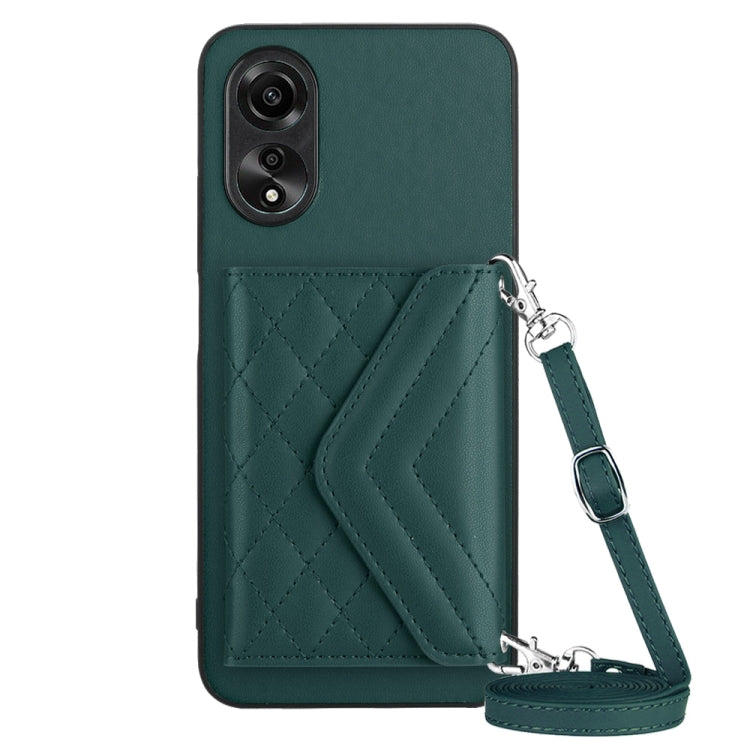 Rhombic Texture Card Bag RFID Phone Case with Long Lanyard, For OPPO A78 4G, For OPPO K11X / OnePlus Nord CE 3 Lite, For OPPO A58 / A58x, For OPPO A17