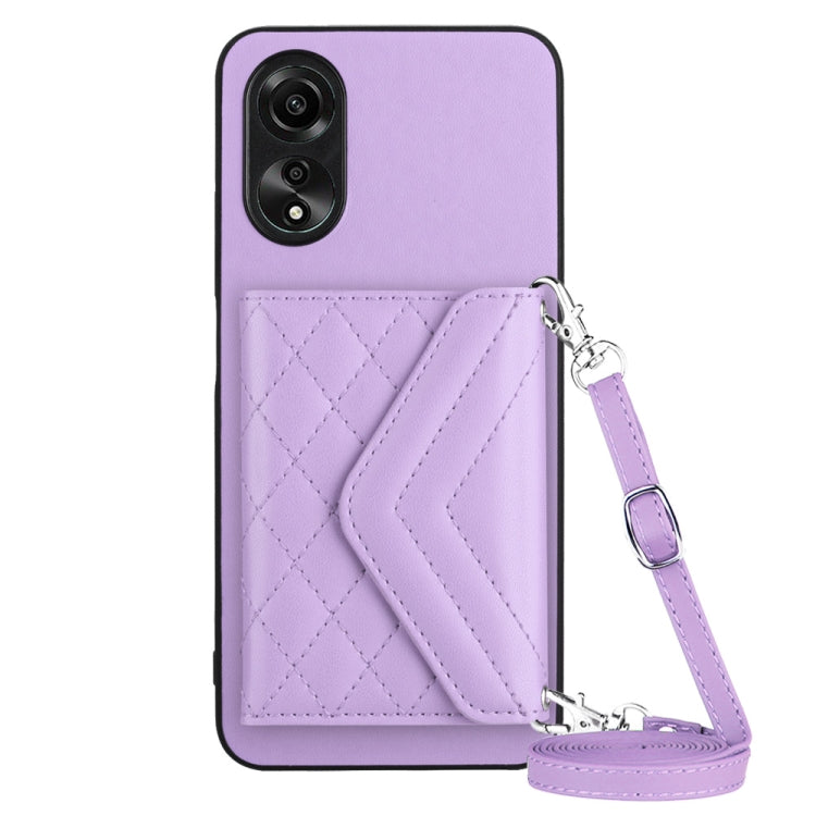 Rhombic Texture Card Bag RFID Phone Case with Long Lanyard, For OPPO A78 4G, For OPPO K11X / OnePlus Nord CE 3 Lite, For OPPO A58 / A58x, For OPPO A17